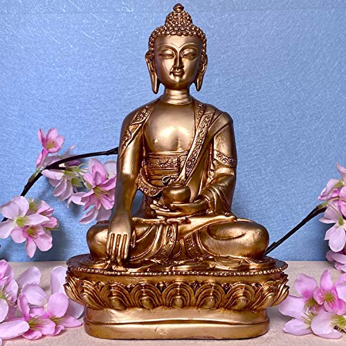 11 Inch Sitting Buddha Idol - Polyresin Statue Showpiece for Home Decor Decoration Gift Gifting Items (700g) Mangal Fashions | Indian Home Decor and Craft