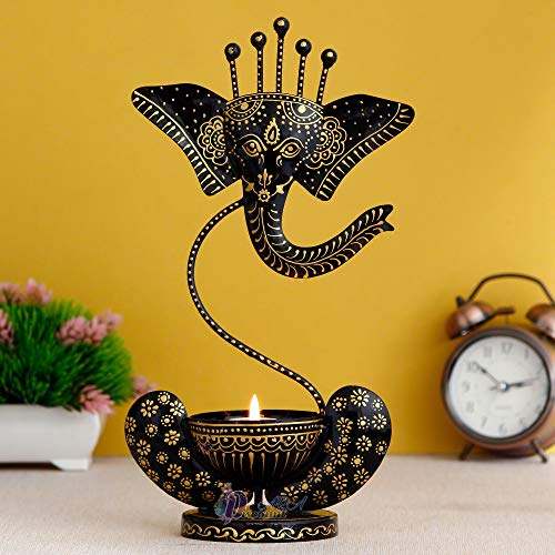 12 Inch Lord Ganesha Antique Tealight Holder / Candle Holder / Home Decor Mangal Fashions | Indian Home Decor and Craft