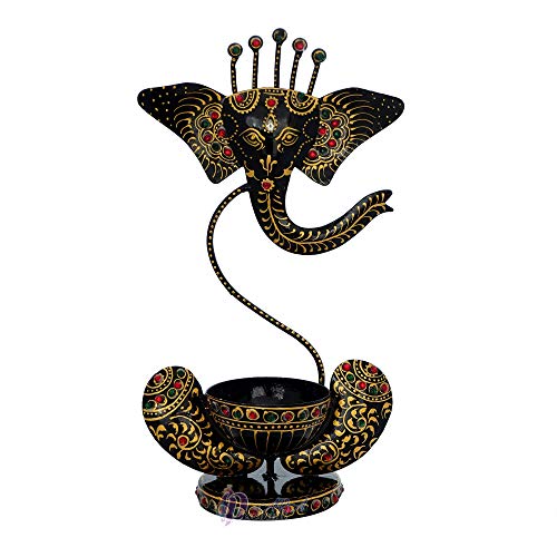 12 Inch Lord Ganesha Antique with Stone Tealight Holder-Decorative/Table Decor/Home Decor Mangal Fashions | Indian Home Decor and Craft