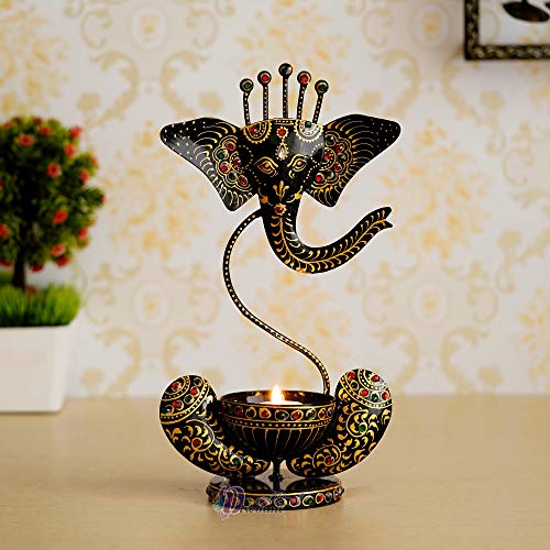 12 Inch Lord Ganesha Antique with Stone Tealight Holder-Decorative/Table Decor/Home Decor Mangal Fashions | Indian Home Decor and Craft