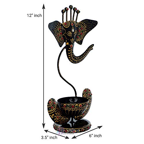 12 Inch Lord Ganesha Antique with Stone Tealight Holder-Decorative/Table Decor/Home Decor Mangal Fashions | Indian Home Decor and Craft