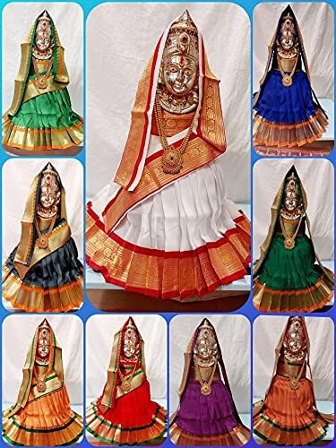 15x14 Inch Goddess Kalash Silk Saree (Green) with Zari border, Chunri Patka and Lehenga / Ghagra Dress for Pooja Mangal Fashions | Indian Home Decor and Craft