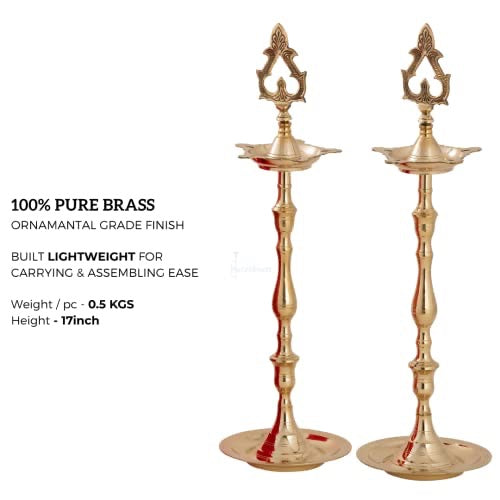 17 Inch (1kg) - Set of 2 - Prabai Diya/Kuthuvilakku Mangal Fashions | Indian Home Decor and Craft