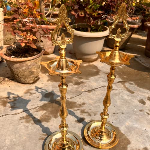 17 Inch (1kg) - Set of 2 - Prabai Diya/Kuthuvilakku Mangal Fashions | Indian Home Decor and Craft