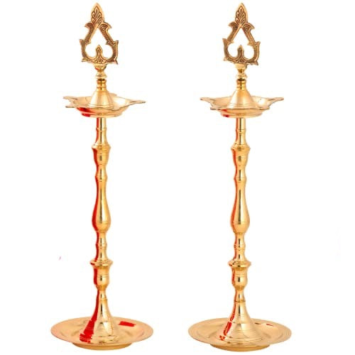 17 Inch (1kg) - Set of 2 - Prabai Diya/Kuthuvilakku Mangal Fashions | Indian Home Decor and Craft