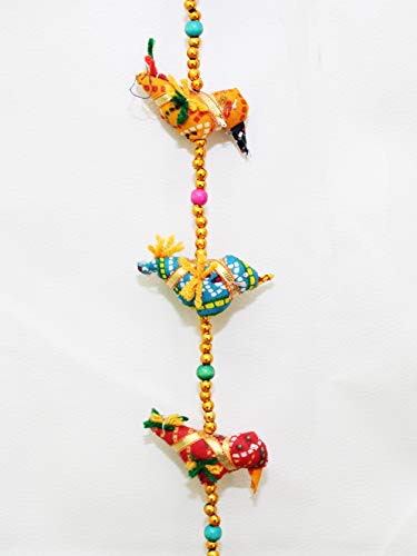 2 Pack - 5 Feet (60 Inch) Handmade Colorful Birds Recycled Material Wall Hanging Home Decor Mangal Fashions | Indian Home Decor and Craft