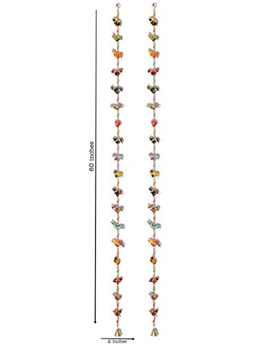 2 Pack - 5 Feet (60 Inch) Handmade Colorful Birds Recycled Material Wall Hanging Home Decor Mangal Fashions | Indian Home Decor and Craft