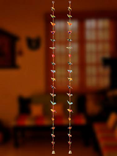 2 Pack - 5 Feet (60 Inch) Handmade Colorful Birds Recycled Material Wall Hanging Home Decor Mangal Fashions | Indian Home Decor and Craft