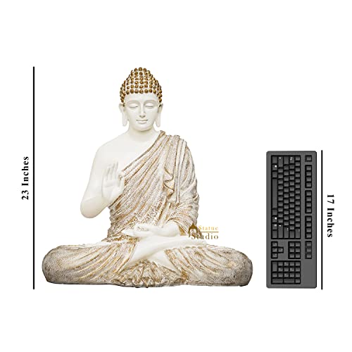 23 Inch Polyresin Buddha Statue (7.1 kg) for Home Décor Office Showpiece Decorative Sculpture Idol Room Decoration Table (19x13x23 Inch) Mangal Fashions | Indian Home Decor and Craft