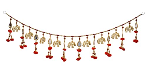 3 Feet - Decorative Main Door Hanging Toran Bandarwar - Pom Pom Elephants Design Mangal Fashions | Indian Home Decor and Craft
