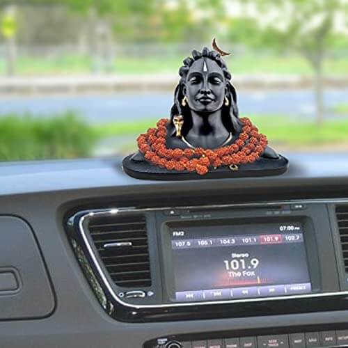 3 inch Adiyogi Statue with Rudraksha Mala for Car Accessories for Dashboard, Pooja & Gift, Decor Items for Home & Office Mangal Fashions | Indian Home Decor and Craft