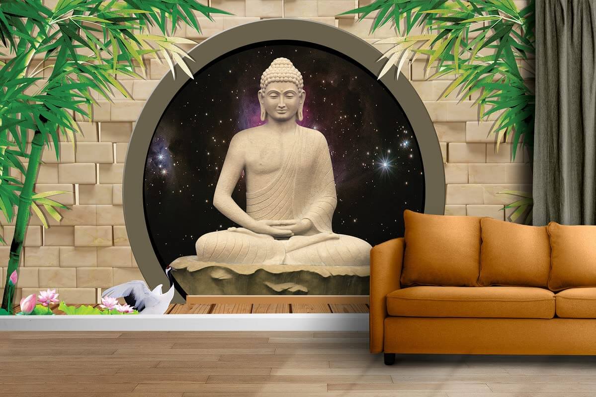 3D Buddha Meditating Self-Adhesive DIY Polyvinyl Wall Stickers