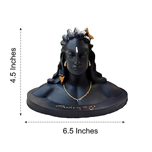 4.5 Inch Adiyogi statue with Rudraksha Mala (4 mm Beads) Statue in Ivory Antique Finish Mangal Fashions | Indian Home Decor and Craft
