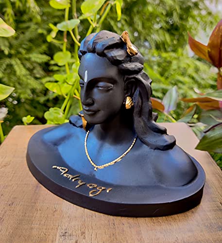 4.5 Inch Adiyogi statue with Rudraksha Mala (4 mm Beads) Statue in Ivory Antique Finish Mangal Fashions | Indian Home Decor and Craft
