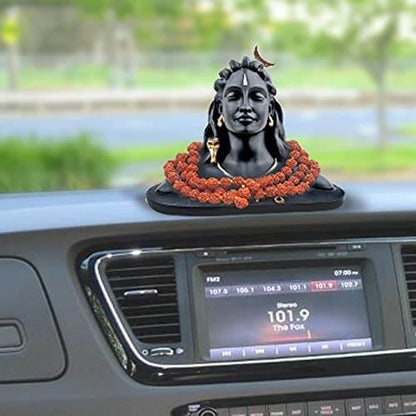 4.5 inch Adiyogi Statue with Rudraksha Mala for Car Accessories for Dashboard, Pooja & Gift, Decor Items for Home & Office Mangal Fashions | Indian Home Decor and Craft