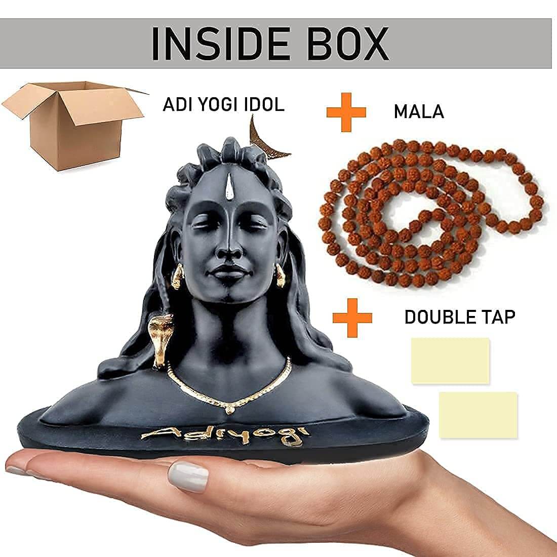 4.5 inch Adiyogi Statue with Rudraksha Mala for Car Accessories for Dashboard, Pooja & Gift, Decor Items for Home & Office Mangal Fashions | Indian Home Decor and Craft
