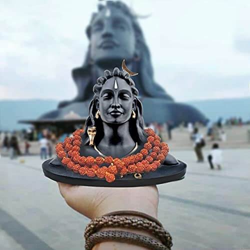 4.5 inch Adiyogi Statue with Rudraksha Mala for Car Accessories for Dashboard, Pooja & Gift, Decor Items for Home & Office Mangal Fashions | Indian Home Decor and Craft