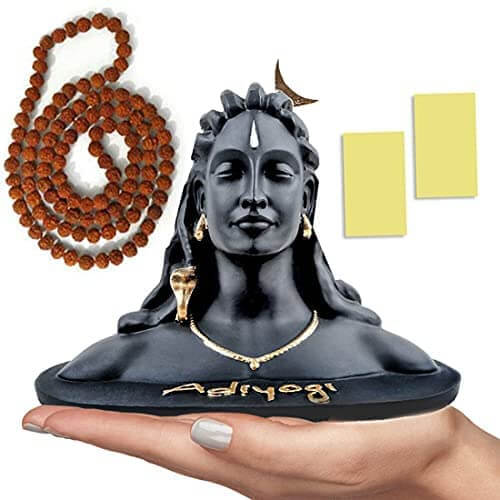 4.5 inch Adiyogi Statue with Rudraksha Mala for Car Accessories for Dashboard, Pooja & Gift, Decor Items for Home & Office Mangal Fashions | Indian Home Decor and Craft