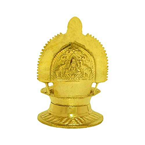 4.7 Inch (12cm) Traditional Brass Kamatchi Vilaku Deepam Diya Oil Lamp (Golden) Mangal Fashions | Indian Home Decor and Craft