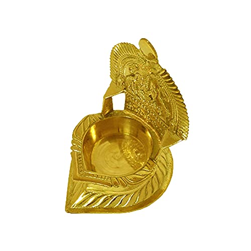 4.7 Inch (12cm) Traditional Brass Kamatchi Vilaku Deepam Diya Oil Lamp (Golden) Mangal Fashions | Indian Home Decor and Craft