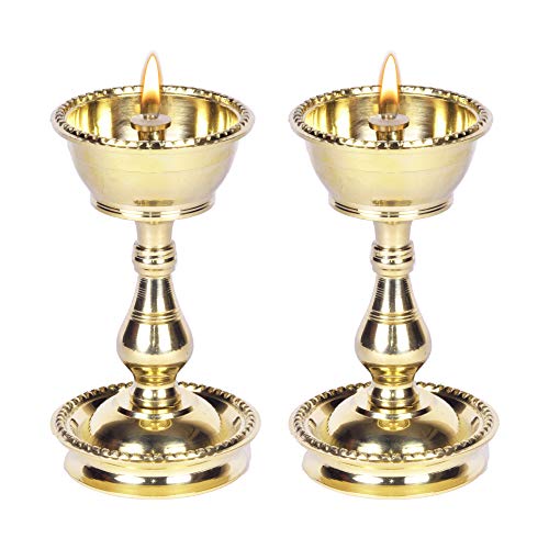 5.2 Inch - Set of 2 - Pure Brass Heavy Udupi Nanda Diya Mangal Fashions | Indian Home Decor and Craft