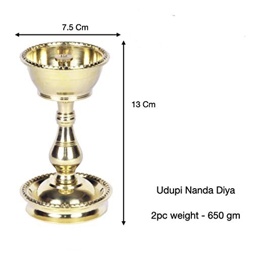 5.2 Inch - Set of 2 - Pure Brass Heavy Udupi Nanda Diya Mangal Fashions | Indian Home Decor and Craft
