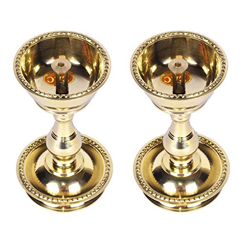 5.2 Inch - Set of 2 - Pure Brass Heavy Udupi Nanda Diya Mangal Fashions | Indian Home Decor and Craft