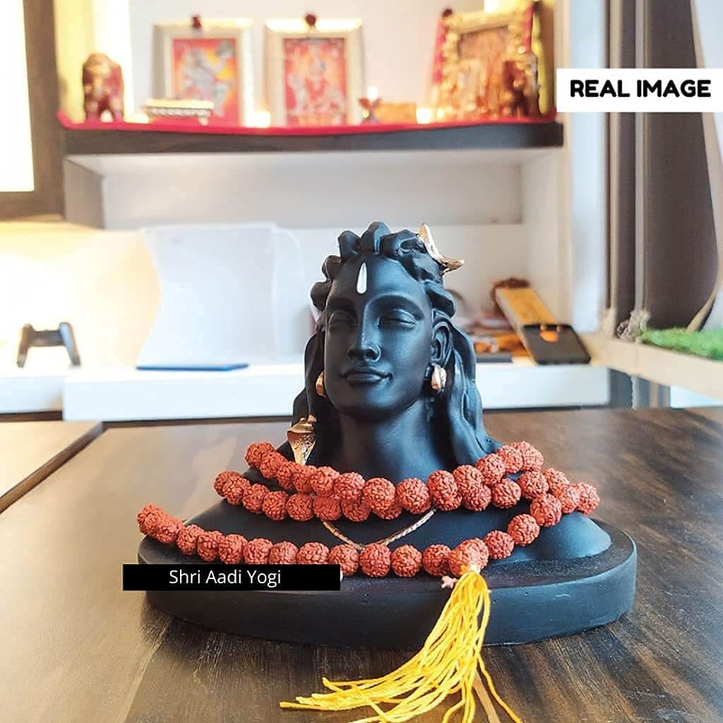 5.5 inch Adiyogi Statue with Rudraksha Mala for Car Accessories for Dash Board, Pooja & Gift, Decor Items for Home & Office Mangal Fashions | Indian Home Decor and Craft