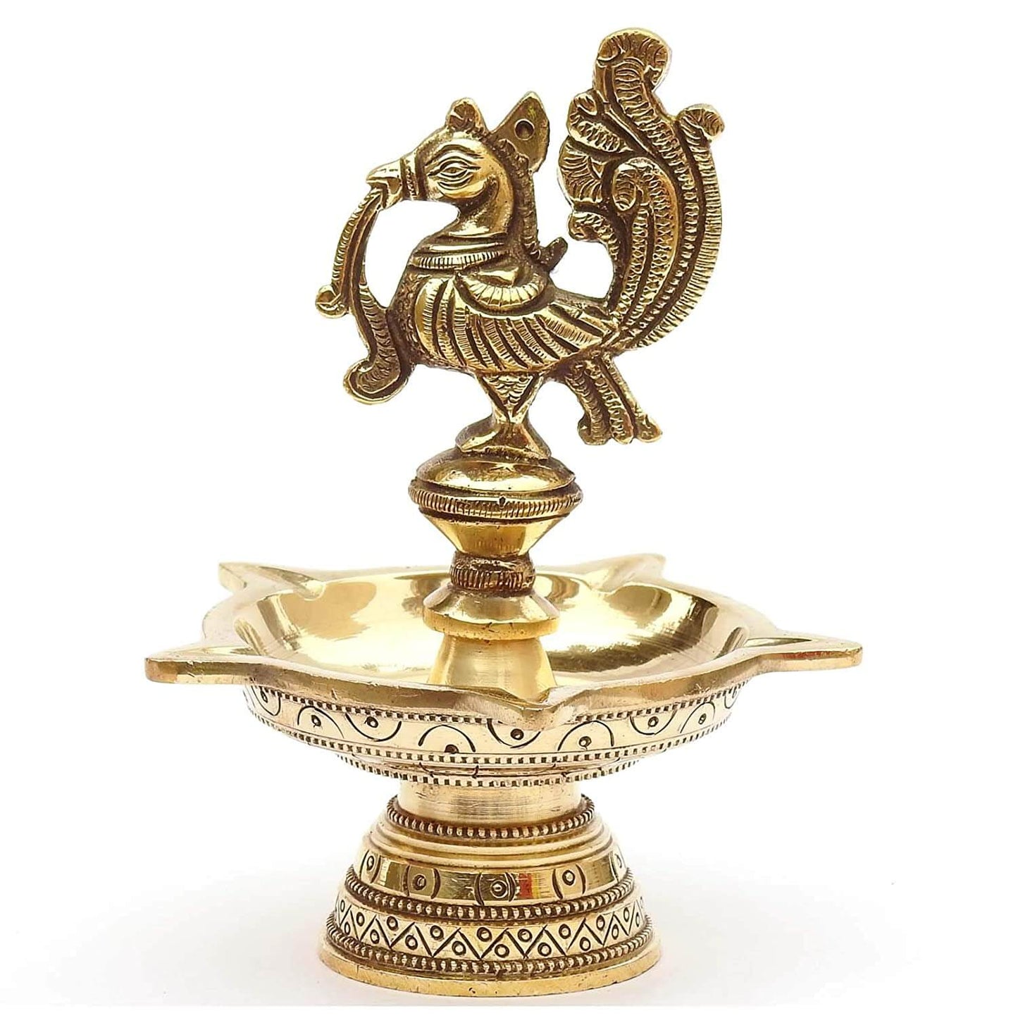 5 Faces Decorative Brass Peacock Table Diya for Decoration and Diwali Purpose Mangal Fashions | Indian Home Decor and Craft