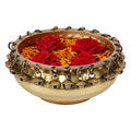 5 Inch Ethnic Brass Urli Traditional Bowl with Bells Showpiece (Small) (1.1 kg) Mangal Fashions | Indian Home Decor and Craft