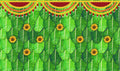 5 x 8 Ft - Banana Leaf with Marigold Flower Decoration Design - Traditional Backdrop Curtain for Pooja / Festival (Taiwan Polyester Fabric) (Washable) Mangal Fashions | Indian Home Decor and Craft