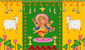 5 x 8 Ft - Coconut Leaf, Diyas with Cows and Ganesh ji - Traditional Backdrop Curtain for Pooja / Festival (Taiwan Polyester Fabric) (Washable) Mangal Fashions | Indian Home Decor and Craft