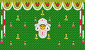5 x 8 Ft - Coconut Leaf with Garland Durga Mata ji Traditional Backdrop Curtain for Pooja / Festival (Taiwan Polyester Fabric) (Washable) Mangal Fashions | Indian Home Decor and Craft