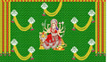 5 x 8 Ft - Coconut Leaf with Garland Durga Mata ji - Traditional Backdrop Curtain for Pooja / Festival (Taiwan Polyester Fabric) (Washable) Mangal Fashions | Indian Home Decor and Craft
