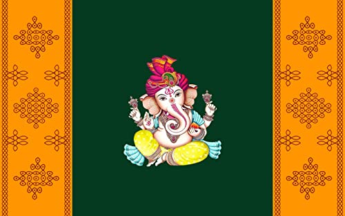 5 x 8 Ft - Ganesh Ji Traditional Backdrop Curtain for Wedding / Housewarming / Pooja / Festival (Taiwan Polyester Fabric) (Washable) Mangal Fashions | Indian Home Decor and Craft