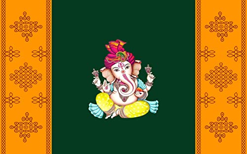 5 x 8 Ft - Ganesh Ji Traditional Backdrop Curtain for Wedding / Housewarming / Pooja / Festival (Taiwan Polyester Fabric) (Washable) Mangal Fashions | Indian Home Decor and Craft