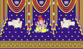 5 x 8 Ft - Marigold, Lotus with Cows and Ganesh Ji Traditional Backdrop Curtain for Pooja / Festival (Taiwan Polyester Fabric) (Washable) Mangal Fashions | Indian Home Decor and Craft