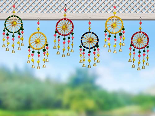 6 Pack - Handmade Colorful Wall / Door Hangings for Home Decoration Mangal Fashions | Indian Home Decor and Craft