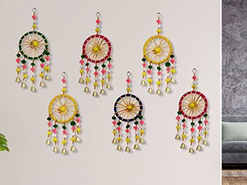 6 Pack - Handmade Colorful Wall / Door Hangings for Home Decoration Mangal Fashions | Indian Home Decor and Craft
