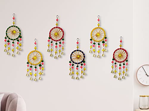 6 Pack - Handmade Colorful Wall / Door Hangings for Home Decoration Mangal Fashions | Indian Home Decor and Craft