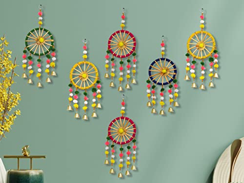 6 Pack - Handmade Colorful Wall / Door Hangings for Home Decoration Mangal Fashions | Indian Home Decor and Craft