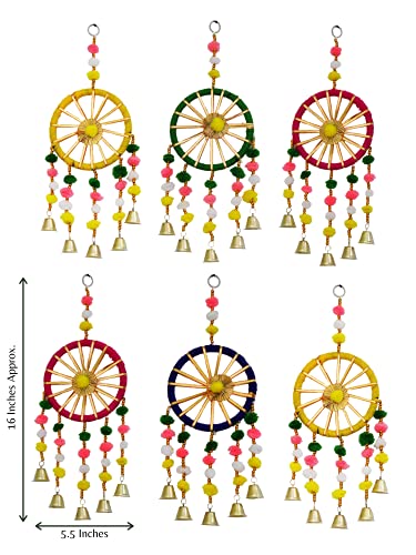 6 Pack - Handmade Colorful Wall / Door Hangings for Home Decoration Mangal Fashions | Indian Home Decor and Craft