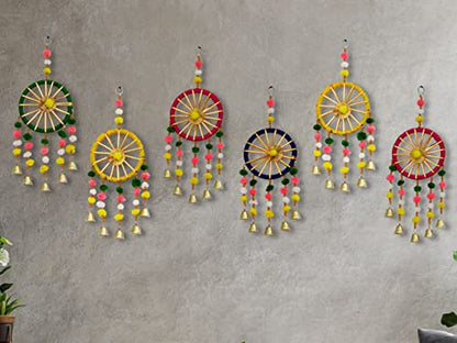 6 Pack - Handmade Colorful Wall / Door Hangings for Home Decoration Mangal Fashions | Indian Home Decor and Craft