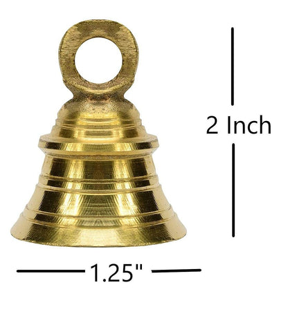 Brass Hanging Bell for Festival Home Decoration with J hock (2 Inch, Pack of 6)