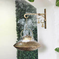 Cast Iron Degchi Dhoop Holder and Tea Light Holder for Home with Wall Hanging Stand and Brass Bells (9(L) x 9(B) x 6(H) inches, Antique Golden Brown - Round)