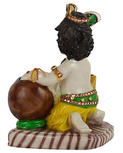 7.5 x 6 Inch - Lord Krishna Makhan Chor Idol Sculpture Decorative Statue (Multicolor) Mangal Fashions | Indian Home Decor and Craft