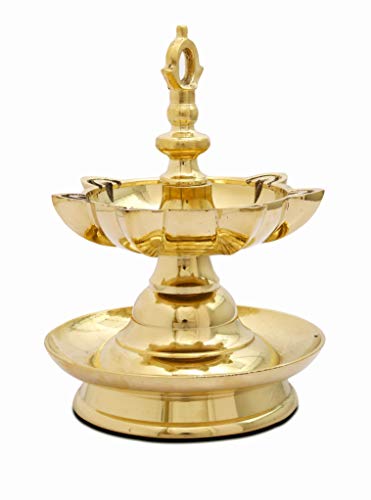 7 Faced Traditional Brass Goa Lamandeep or Hanging Lamp - 5.5" Diameter (2.1 kg Weight) Mangal Fashions | Indian Home Decor and Craft