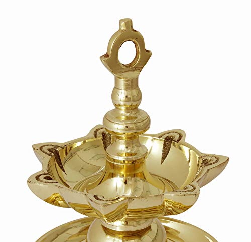 7 Faced Traditional Brass Goa Lamandeep or Hanging Lamp - 6" Diameter (3.8 kg Weight) Mangal Fashions | Indian Home Decor and Craft