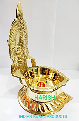 7 Inch (17.8 cm) Traditional Brass Kamatchi Vilaku Deepam Diya Oil Lamp (Golden) Mangal Fashions | Indian Home Decor and Craft