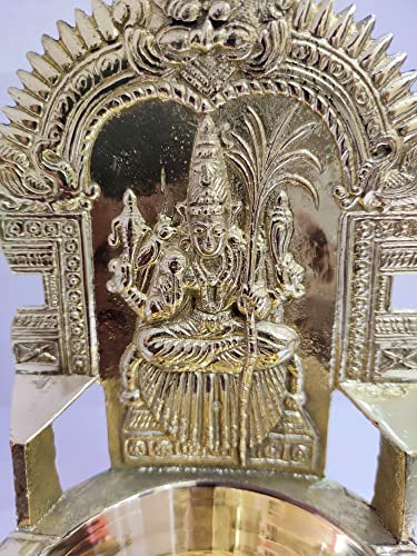 7 Inch (17.8 cm) Traditional Brass Kamatchi Vilaku Deepam Diya Oil Lamp (Golden) Mangal Fashions | Indian Home Decor and Craft
